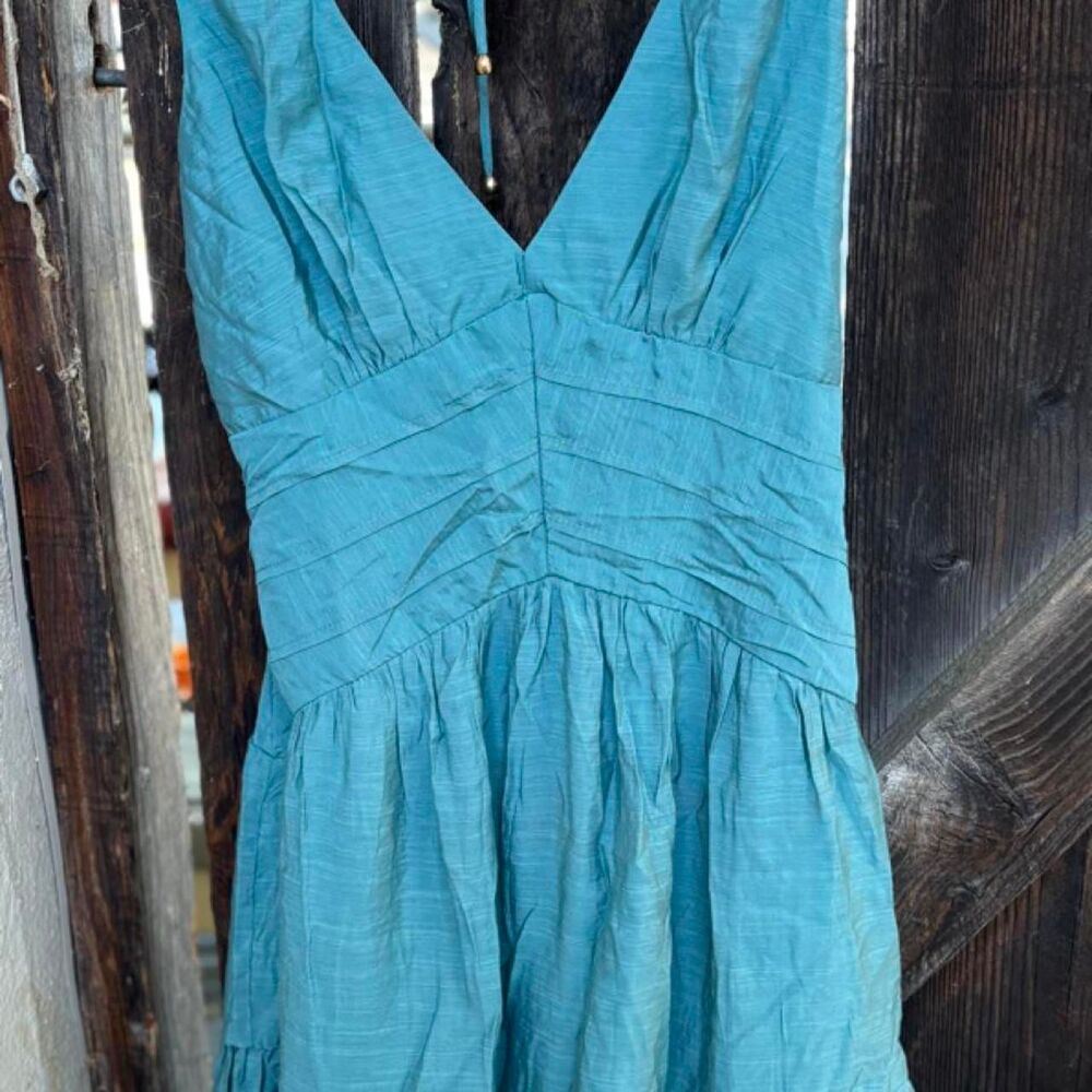 Indikah blue mini dress with tie back detail, size 12